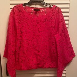 Alfani Bubble hem Fuschia Floral Lace Blouse